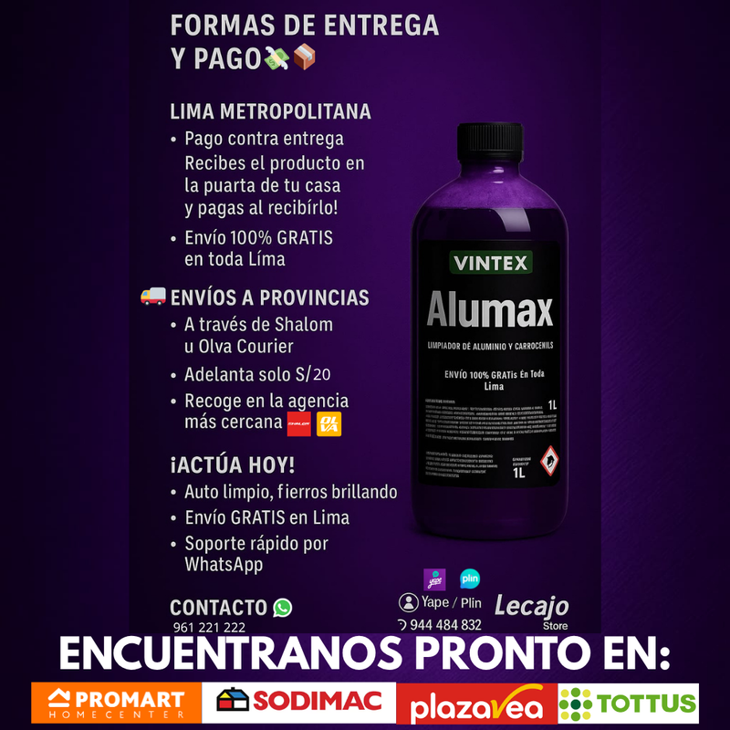 🧼 ALUMAX VIN-TEX 1L – ¡Tu nuevo aliado para dejar fierros como nuevos!